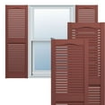 thumbnail image 1 of Ekena Millwork 14 1/2"W x 29"H Lifetime Vinyl, TailorMade Cathedral Top Center Mullion, Open Louver Shutters, w/Shutter-Loks (Per Pair), Burgundy Red, 1 of 6