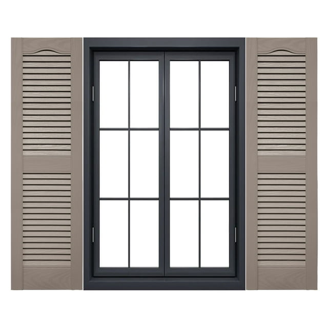 Ekena Millwork 14 1/2"W x 31"H Mid-America Vinyl, Standard Size Cathedral Top Center Mullion, Open Louver Shutter, w/Installation Shutter-Lok's & Matching Screws (Per Pair), 008 - Clay