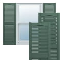 thumbnail image 1 of Ekena Millwork 14 1/2"W x 34"H Lifetime Vinyl, TailorMade Cathedral Top Center Mullion, Open Louver Shutters, w/Shutter-Loks (Per Pair), Forest Green, 1 of 6
