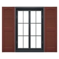 thumbnail image 1 of Ekena Millwork 14 1/2"W x 36"H Mid-America Vinyl, Standard Size Cathedral Top Center Mullion, Open Louver Shutter, w/Installation Shutter-Lok's & Matching Screws (Per Pair), 027 - Burgundy Red, 1 of 14