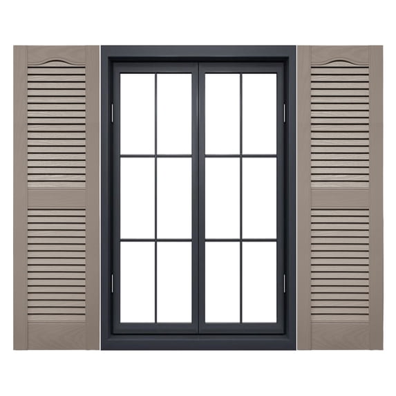 Ekena Millwork 14 1/2"W x 48"H Mid-America Vinyl, Standard Size Cathedral Top Center Mullion, Open Louver Shutter, w/Installation Shutter-Lok's & Matching Screws (Per Pair), 008 - Clay