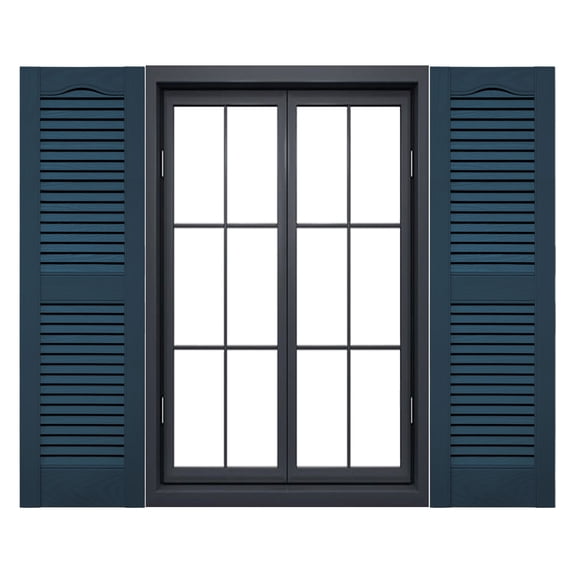 Ekena Millwork 14 1/2"W x 52"H Mid-America Vinyl, Standard Size Cathedral Top Center Mullion, Open Louver Shutter, w/Installation Shutter-Lok's & Matching Screws (Per Pair), 036 - Classic Blue