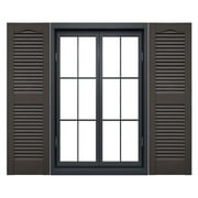 Ekena Millwork 14 1/2"W x 60"H Mid-America Vinyl, Standard Size Cathedral Top Center Mullion, Open Louver Shutter, w/Installation Shutter-Lok's & Matching Screws (Per Pair), 018 - Tuxedo Grey