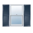 thumbnail image 1 of Ekena Millwork 14 1/2" x 51" Builders Choice Vinyl Cathedral Top Open Louver Window Shutters, w/Shutter Spikes & Screws (Per Pair), Indigo Blue, 1 of 20