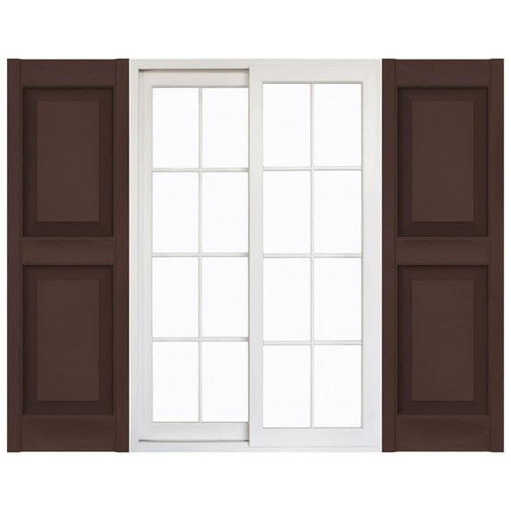 Ekena Millwork 14 3/4"W x 35"H Mid-America Vinyl, Standard Size Williamsburg Double Panel Shutters, w/Installation Shutter-Lok's & Matching Screws (Per Pair), 009 - Federal Brown