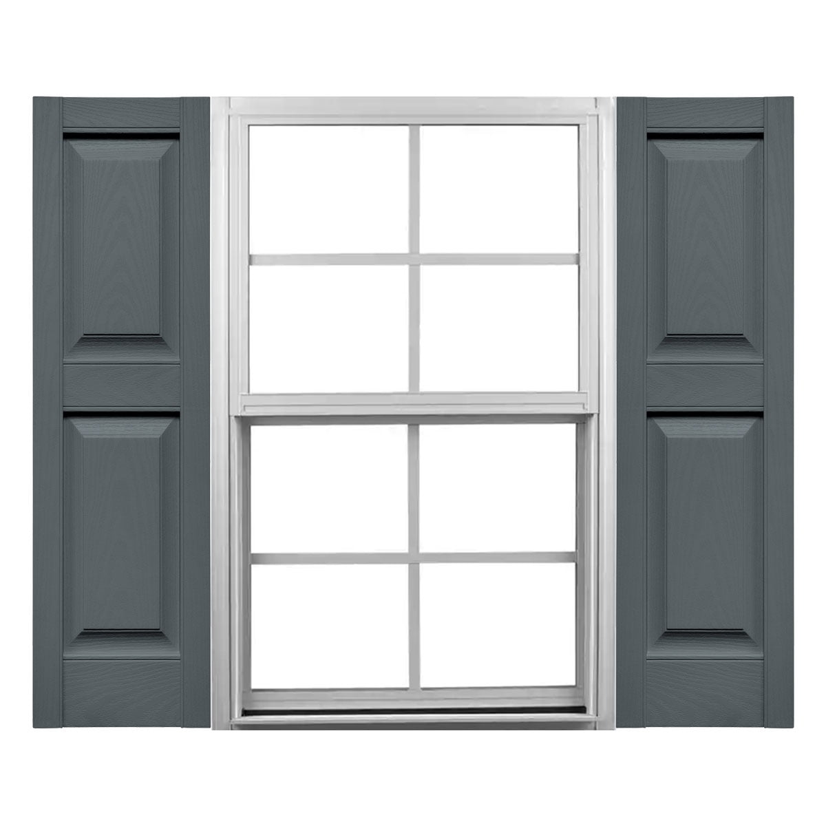 Ekena Millwork 14 3/4"W x 55"H Mid-America Vinyl, Standard Size Williamsburg Double Panel Shutters, w/Installation Shutter-Lok's & Matching Screws (Per Pair), 419 - Storm Cloud