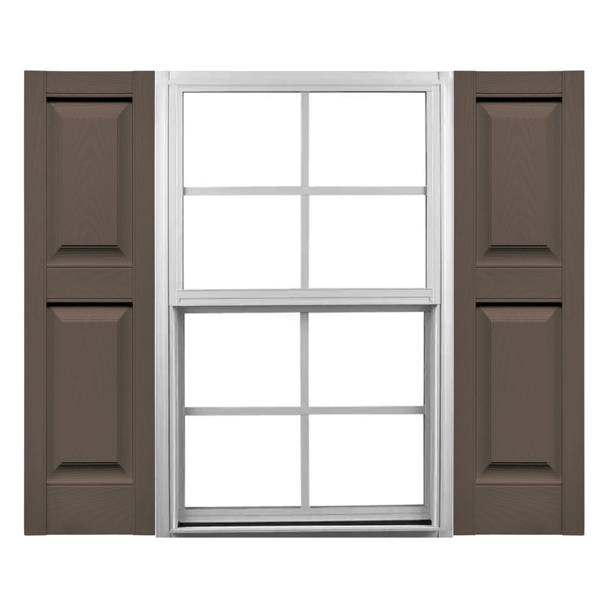 Ekena Millwork 14 3/4"W x 67"H Vinyl Standard Size Cottage Style Double Panel Shutters, w/Installation Shutter-Lok's & Matching Screws (Per Pair), 385 - French Roast