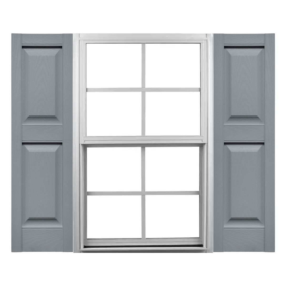 Ekena Millwork 14 3/4"W x 67"H Vinyl Standard Size Cottage Style Double Panel Shutters, w/Installation Shutter-Lok's & Matching Screws (Per Pair), 945 - Platinum