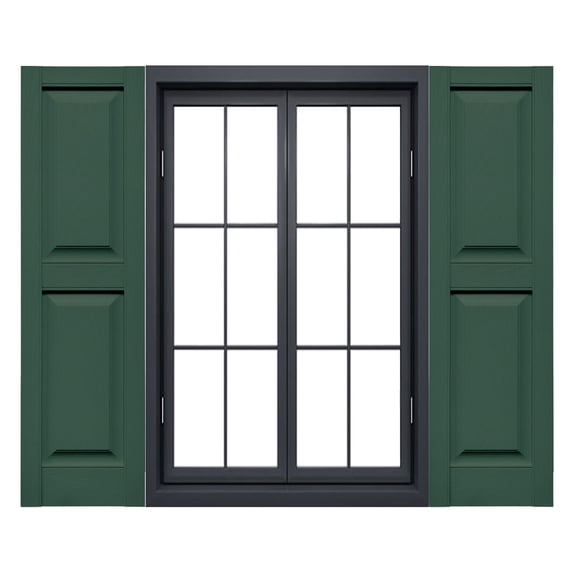 Ekena Millwork 14 3/4"W x 75"H Mid-America Vinyl, Standard Size Williamsburg Double Panel Shutters, w/Installation Shutter-Lok's & Matching Screws (Per Pair), 028 - Forest Green