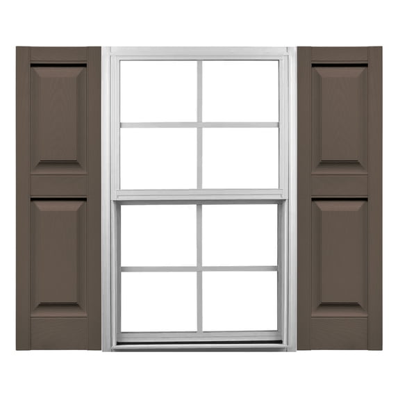 Ekena Millwork 14 3/4"W x 79"H Mid-America Vinyl, TailorMade Two Equal Panels, Raised Panel Shutters, w/Installation Shutter-Lok's (Per Pair), 385 - French Roast