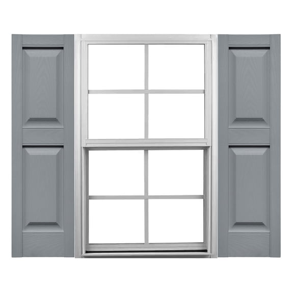 Ekena Millwork 14 3/4"W x 80"H Mid-America Vinyl, TailorMade Size Williamsburg Double Panel Shutters, w/Installation Shutter-Lok's & Matching Screws (Per Pair), 945 - Platinum