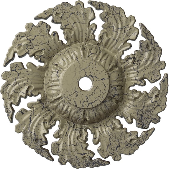 Ekena Millwork 14 5/8"OD x 2 1/4"P Needham Ceiling Medallion (Fits Canopies up to 4 1/4"), Hand-Painted Castle Stone Crackle