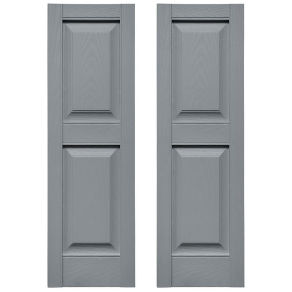 Ekena Millwork 14.5 in. W x 40 in. H Builders Edge, TailorMade Two Equal Panels, Raised Panel Shutters, Includes Matching Installation Spikes (Per Pair), 945 - Platinum