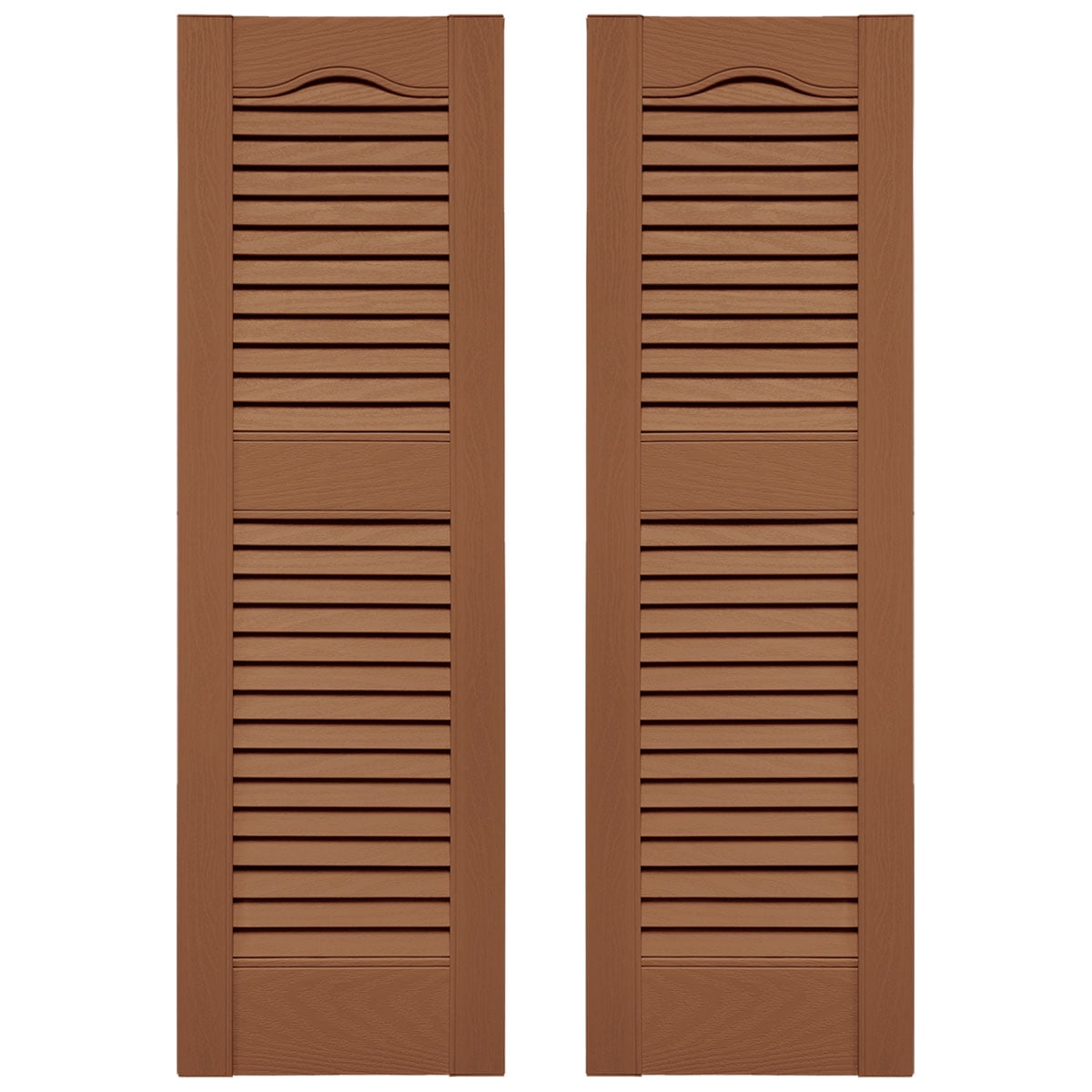 Ekena Millwork 14.5 in. W x 45 in. H Builders Edge, TailorMade Cathedral Top Center Mullion, Open Louver Shutters, Includes Matching Installation Spikes (Per Pair), 471 - Treated Cedar