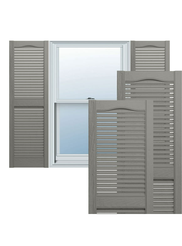 Ekena Millwork 14.5 in. W x 52 in. H Builders Edge, Standard Cathedral Top Center Mullion, Open Louver Shutters, Includes Matching Installation Spikes (Per Pair), 008 - Clay