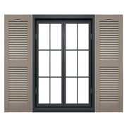 Ekena Millwork 14.5 in. W x 52 in. H Builders Edge, Standard Cathedral Top Center Mullion, Open Louver Shutters, Includes Matching Installation Spikes (Per Pair), 008 - Clay