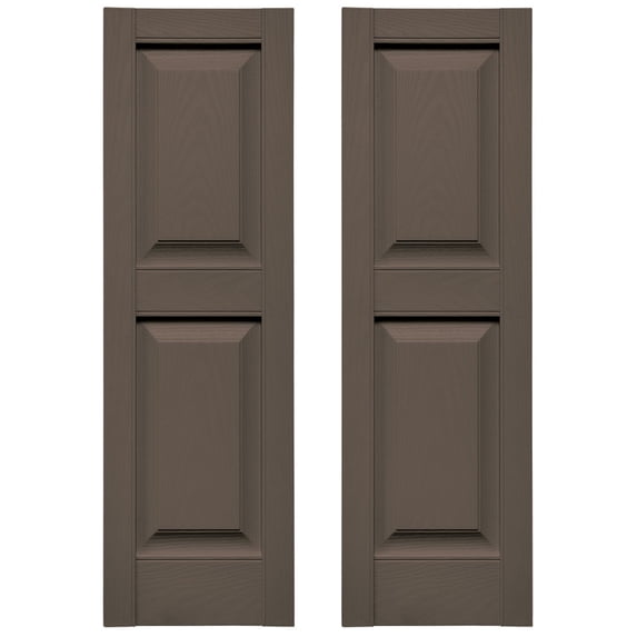 Ekena Millwork 14.75 in. W x 55 in. H Builders Edge, Standard Two Equal Panels, Raised Panel Shutters, Includes Matching Installation Spikes (Per Pair), 385 - French Roast