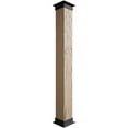 thumbnail image 1 of Ekena Millwork 14"W x 12'H Hand Hewn Endurathane Faux Wood Non-Tapered Square Column Wrap w/ Faux Iron Capital & Base, 1 of 20