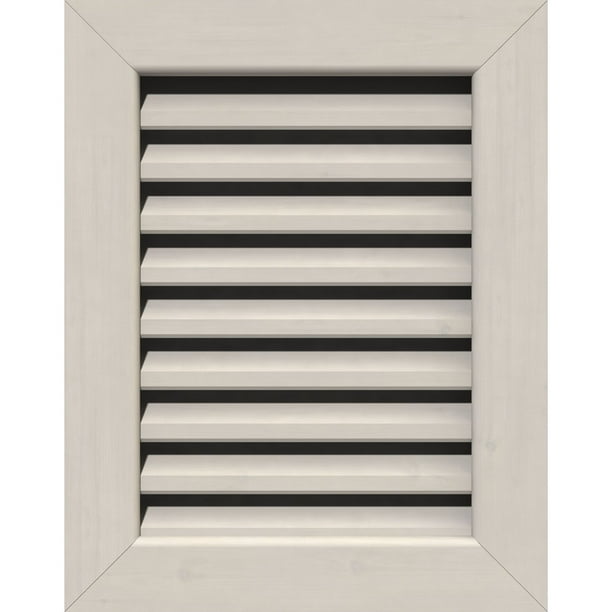 Ekena Millwork 14"W x 22"H Rectangle Gable Vent (19"W x 27"H Frame Size): Primed, Functional, Smooth Pine Gable Vent w/ 1" x 4" Flat Trim Frame