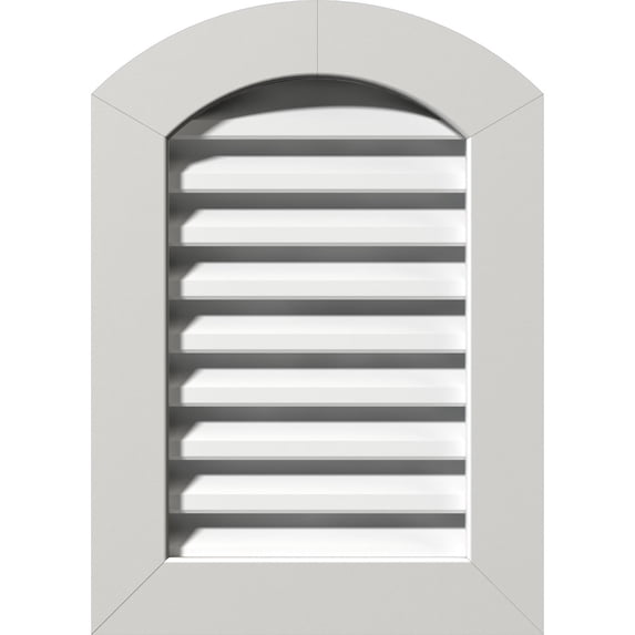 Ekena Millwork 14"W x 26"H Arch Top Gable Vent (19"W x 31"H Frame Size) Functional, PVC Gable Vent with 1" x 4" Flat Trim Frame