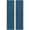 thumbnail image 1 of Ekena Millwork 14"W x 31"H Americraft Four Board Exterior Real Wood Two Equal Panel Framed Board-n-Batten Shutters (Per Pair), Sojourn Blue, 1 of 9