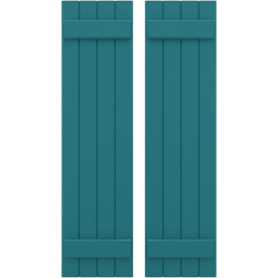 Ekena Millwork 14"W x 32"H Americraft Four Board (2 Batten) Exterior Real Wood Joined Board-n-Batten Shutters (Per Pair), Antigua