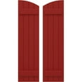 thumbnail image 1 of Ekena Millwork 14"W x 32"H Americraft Four Board (2 Batten) Exterior Real Wood Joined Board-n-Batten Shutters w/ Elliptical Top (Per Pair), Fire Red, 1 of 10