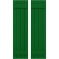 thumbnail image 1 of Ekena Millwork 14"W x 33"H Americraft Four Board (2 Batten) Exterior Real Wood Joined Board-n-Batten Shutters (Per Pair), Viridian Green, 1 of 10