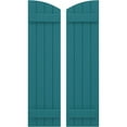 thumbnail image 1 of Ekena Millwork 14"W x 34"H Americraft Four Board (2 Batten) Exterior Real Wood Joined Board-n-Batten Shutters w/ Elliptical Top (Per Pair), Antigua, 1 of 10