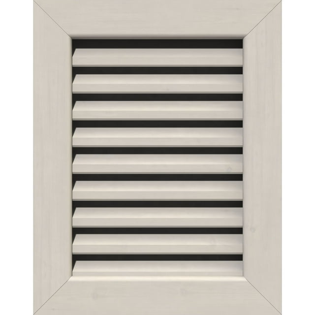 Ekena Millwork 14"W x 34"H Rectangle Gable Vent (19"W x 39"H Frame Size): Primed, Functional, Smooth Pine Gable Vent w/ 1" x 4" Flat Trim Frame