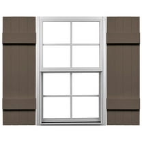 Ekena Millwork 14"W x 35"H Mid-America Vinyl, Standard Size Four Board Joined Shutters, w/Installation Shutter-Lok's & Matching Screws (Per Pair), 385 - French Roast