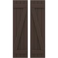 thumbnail image 1 of Ekena Millwork 14"W x 37"H Americraft Four Board (2 Batten) Exterior Real Wood Joined Board-n-Batten Shutters w/ Z-Bar (Per Pair), Raisin Brown, 1 of 10