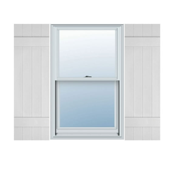 Ekena Millwork 14"W x 40"H Mid-America Vinyl, TailorMade Four Board Joined (2 Batten), Board-n-Batten Shutters, w/Installation Shutter-Lok's (Per Pair), 001 - White