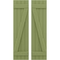 thumbnail image 1 of Ekena Millwork 14"W x 41"H Americraft Four Board (2 Batten) Exterior Real Wood Joined Board-n-Batten Shutters w/ Z-Bar (Per Pair), Moss Green, 1 of 10