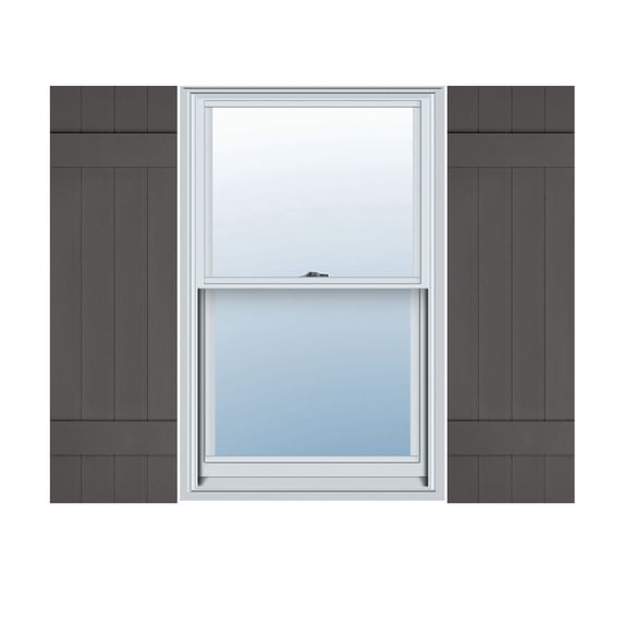Ekena Millwork 14"W x 41"H Lifetime Vinyl, TailorMade Four Board Joined (2 Batten), Board-n-Batten Shutters, w/Shutter-Loks (Per Pair), Tuxedo Grey