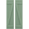 thumbnail image 1 of Ekena Millwork 14"W x 44"H Americraft Four Board (2 Batten) Exterior Real Wood Joined Board-n-Batten Shutters w/ Z-Bar (Per Pair), Track Green, 1 of 10