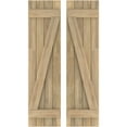 thumbnail image 1 of Ekena Millwork 14"W x 44"H Americraft Four Board (2 Batten) Exterior Real Wood Joined Board-n-Batten Shutters w/ Z-Bar (Per Pair), Unfinished, 1 of 10