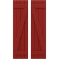 thumbnail image 1 of Ekena Millwork 14"W x 45"H Americraft Four Board (2 Batten) Exterior Real Wood Joined Board-n-Batten Shutters w/ Z-Bar (Per Pair), Fire Red, 1 of 10