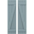 thumbnail image 1 of Ekena Millwork 14"W x 46"H Americraft Four Board (2 Batten) Exterior Real Wood Joined Board-n-Batten Shutters w/ Z-Bar (Per Pair), Peaceful Blue, 1 of 10