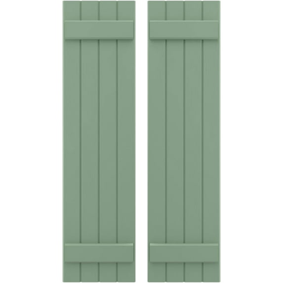 Ekena Millwork 14"W x 47"H Americraft Four Board (2 Batten) Exterior Real Wood Joined Board-n-Batten Shutters (Per Pair), Track Green