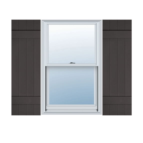 Ekena Millwork 14"W x 47"H Mid-America Vinyl, Standard Size Four Board Joined Shutters, w/Installation Shutter-Lok's & Matching Screws (Per Pair), 010 - Musket Brown