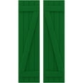 thumbnail image 1 of Ekena Millwork 14"W x 48"H Americraft Four Board (2 Batten) Exterior Real Wood Joined Board-n-Batten Shutters w/ Z-Bar (Per Pair), Viridian Green, 1 of 10