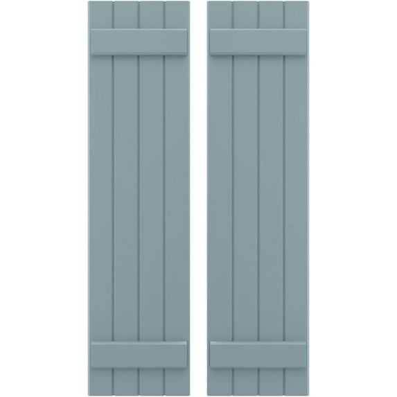 Ekena Millwork 14"W x 49"H Americraft Four Board (2 Batten) Exterior Real Wood Joined Board-n-Batten Shutters (Per Pair), Peaceful Blue