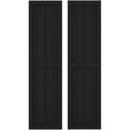 thumbnail image 1 of Ekena Millwork 14"W x 49"H Americraft Four Board Exterior Real Wood Two Equal Panel Framed Board-n-Batten Shutters (Per Pair), Black, 1 of 9