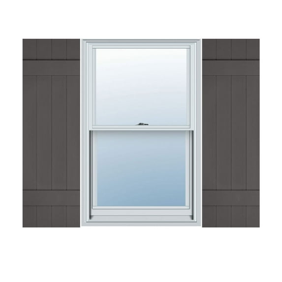 Ekena Millwork 14"W x 49"H Lifetime Vinyl, TailorMade Four Board Joined (2 Batten), Board-n-Batten Shutters, w/Shutter-Loks (Per Pair), Tuxedo Grey