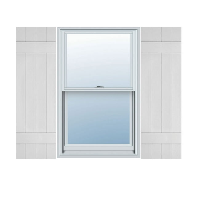 Ekena Millwork 14"W x 49"H Lifetime Vinyl, TailorMade Four Board Joined (2 Batten), Board-n-Batten Shutters, w/Shutter-Loks (Per Pair), White