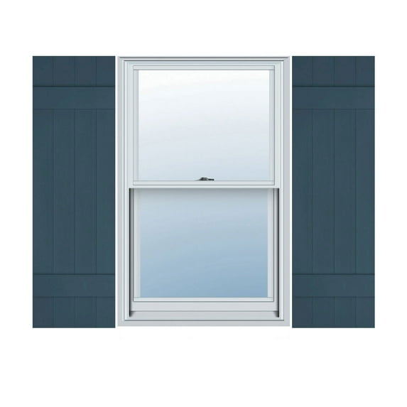 Ekena Millwork 14"W x 53"H Mid-America Vinyl, TailorMade Four Board Joined (2 Batten), Board-n-Batten Shutters, w/Installation Shutter-Lok's (Per Pair), 036 - Classic Blue