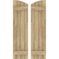 thumbnail image 1 of Ekena Millwork 14"W x 55"H Americraft Four Board (2 Batten) Exterior Real Wood Joined Board-n-Batten Shutters w/ Elliptical Top (Per Pair), Unfinished, 1 of 10