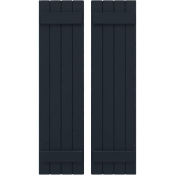 Ekena Millwork 14"W x 61"H Americraft Four Board (2 Batten) Exterior Real Wood Joined Board-n-Batten Shutters (Per Pair), Starless Night Blue