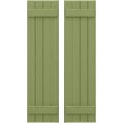 Ekena Millwork 14"W x 62"H Americraft Four Board (2 Batten) Exterior Real Wood Joined Board-n-Batten Shutters (Per Pair), Moss Green